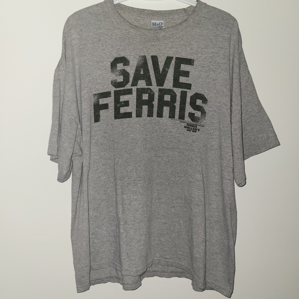 M&O Knits Save Ferris Short Sleeve‎ T-Shirt Men's Size XL Gray 2009 Paramount